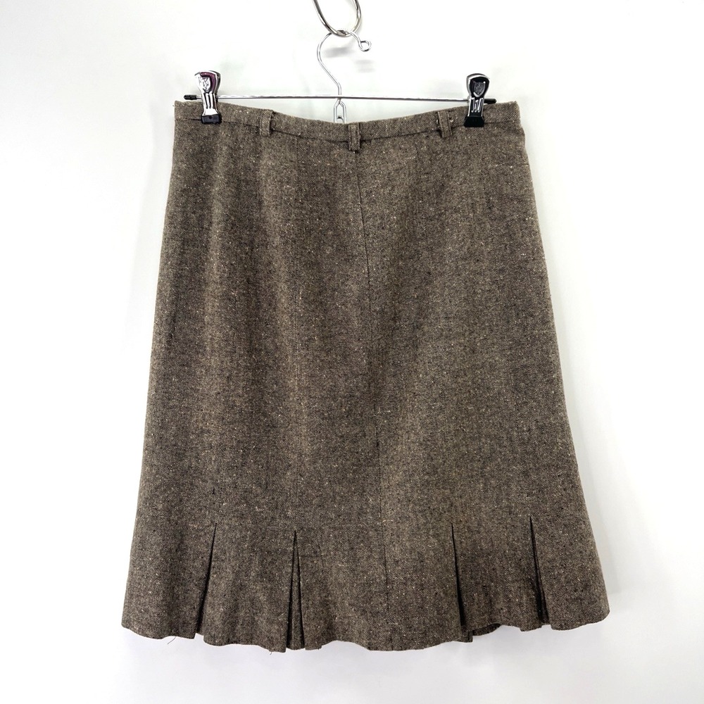 Lot Of 2 Tweed Skirt 6/6P Brown Black Ruffle Peplum Slits Equestrian Boucle